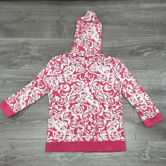 Tommy Hilfiger Pink White Floral Roses 3/4 Sleeve Full Zip Hoodie M - Picture 16 of 16